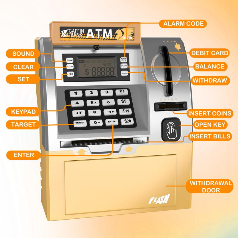 Talgic Kids Piggy Bank ATM: the Ultimate Fun & Interactive Money- Saving Toy with Realistic Keypad & Security- Perfect for Birthdays Holidays, and Daily Saving Adventures